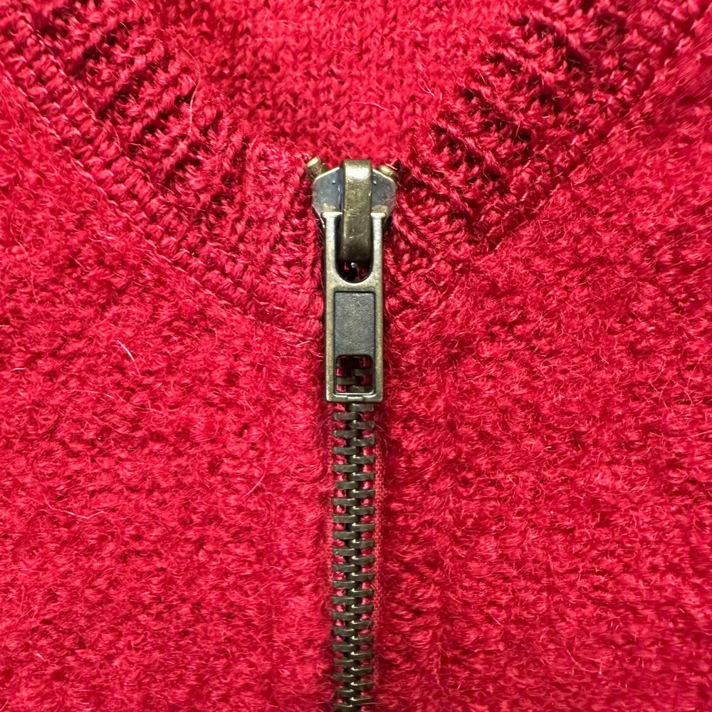 Kobe by Crystal Kobe Red 100% Wool Full Zip Cardigan Sweater Womens 1X Vintage